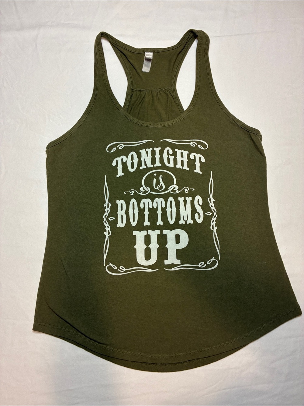 next Olive Green Graphic Racerback Tank - White Text